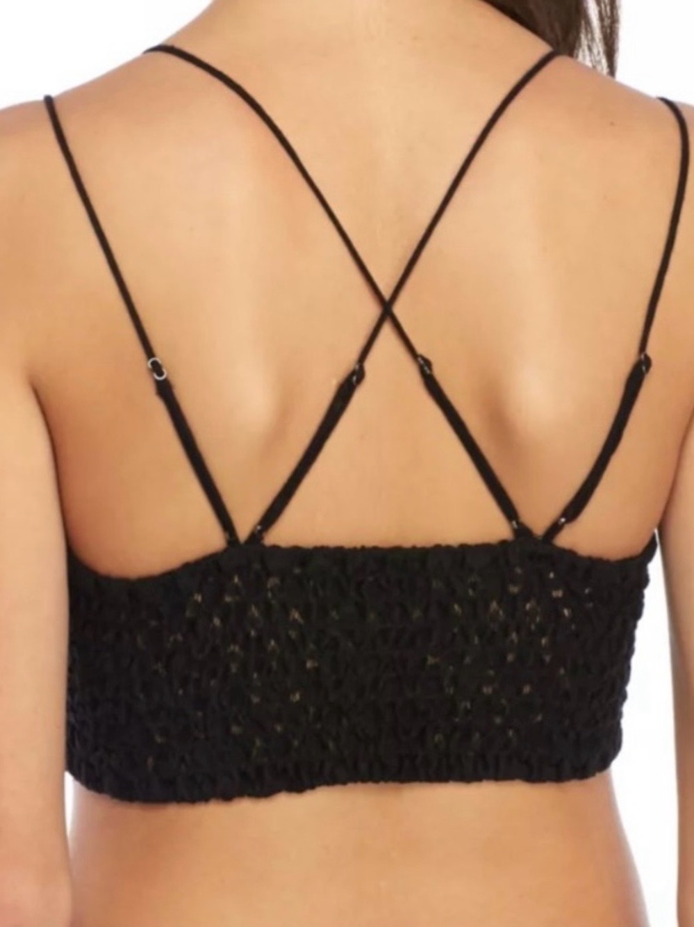 NWT • Free People Intimately Crochet Boho Adella Bralette XXS Black - Picture 3 of 7